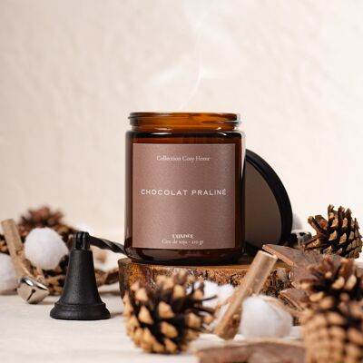 Candela profumata pralina al cioccolato, cera naturale, candela profumata gourmet