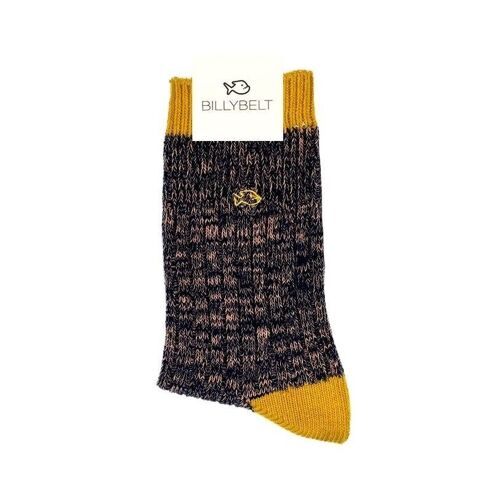 Chaussettes en coton épais Club - Camel et orange