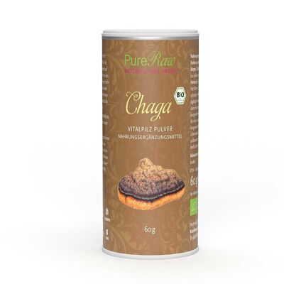 Polvere di Funghi Chaga (Inonotus obliquus), (Biologico e Crudo) 60 g