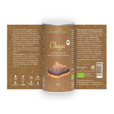 Chaga Mushroom Powder (Inonotus obliquus), (Organic & Raw) 60 g