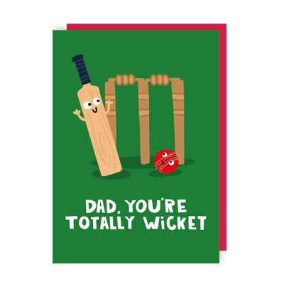 Paquete de 6 tarjetas divertidas para el día del padre de Cricket Sports