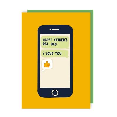Paquete de 6 tarjetas divertidas para el día del padre con mensajes de texto por teléfono con pulgar hacia arriba