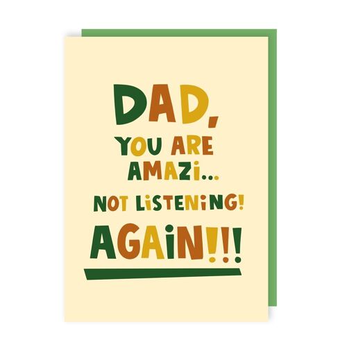 Funny Not Listening Father's Day Card Pack of 6