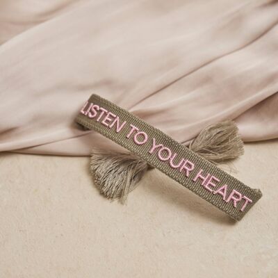 Listen to your heart statement bracelet