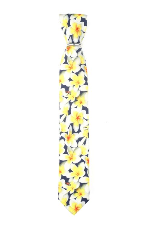 Schmale Krawatte mit Hawaii-Blumen