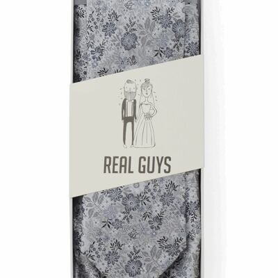 Hochzeit-Set Krawatte und Einstecktuch glänzend geblümt blau