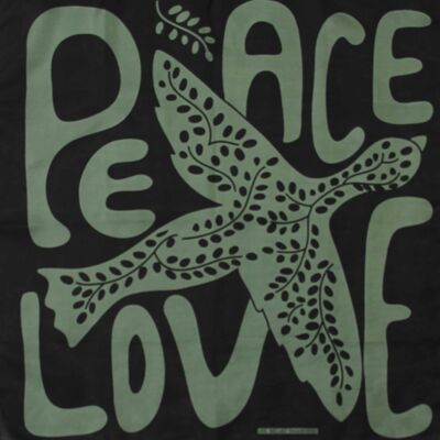 Mini Silk Scarf Peace and Love Khaki