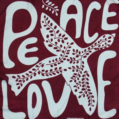 Mini Foulard en Soie Peace and Love Bordeaux