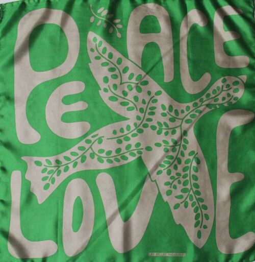 Mini Foulard en Soie Peace and Love Vert Green