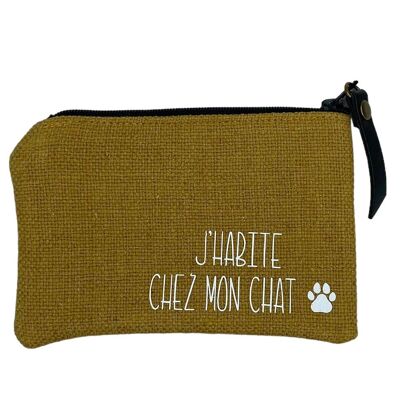 Tasche, Anjou-Senf „Ich lebe mit meiner Katze“.