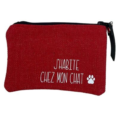 Tasche, „Ich lebe mit meiner Katze“ anjou rot