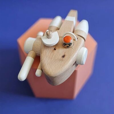 Handmade eco-responsible wooden toy "Space Ship two"