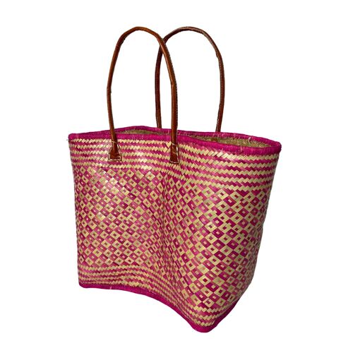 Panier tressé  Rayas Fuschia 35cm x Largeur 50cm motifs géométriques