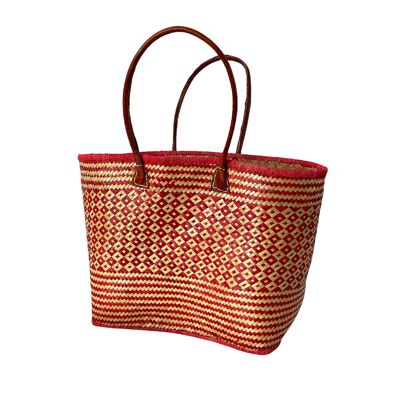 Red Rayas woven basket 35cm x Width 50cm geometric patterns