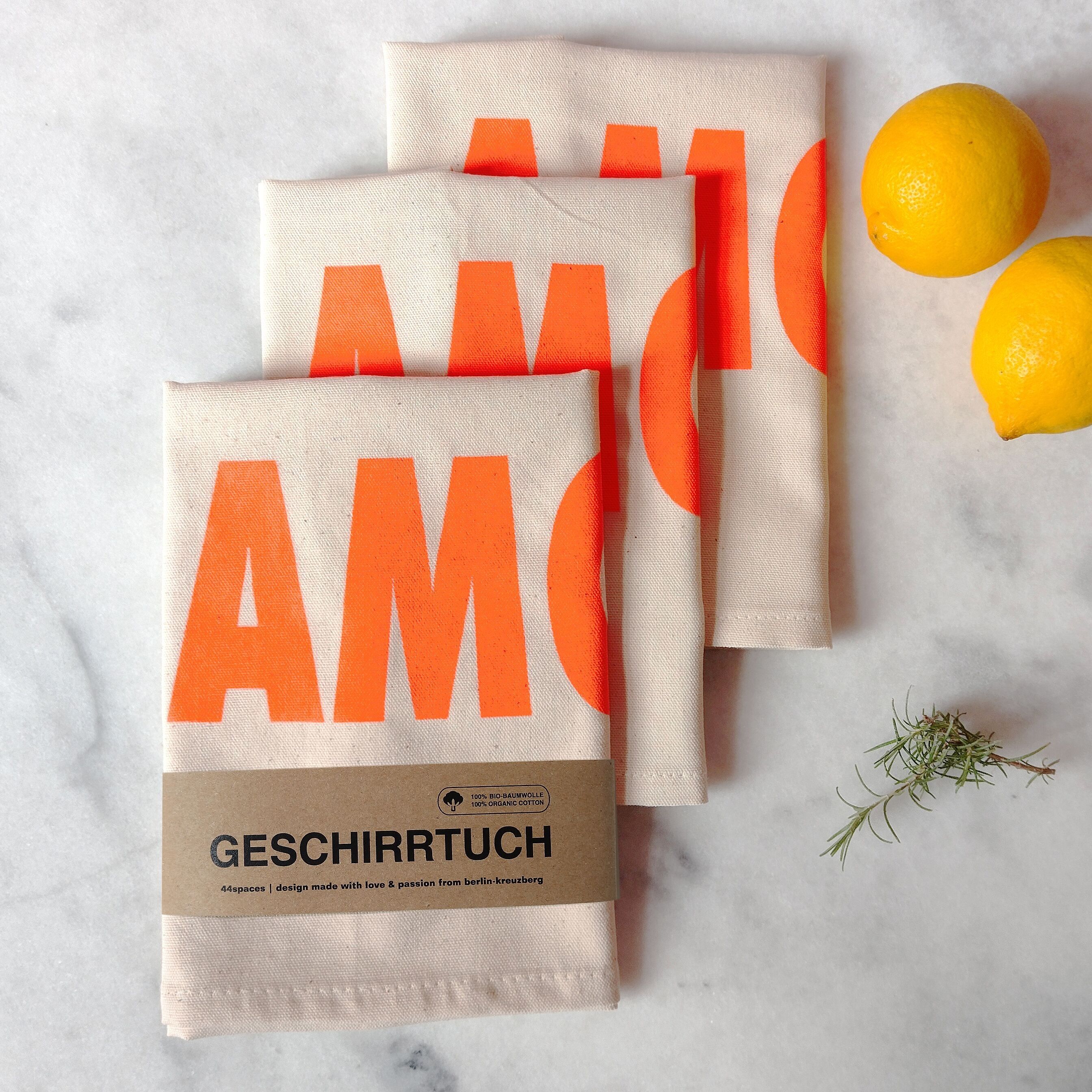 Amore Geschirrtuch . neon orange