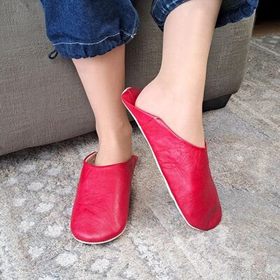 Chaussons Basiques Babouche Marocaine, Rouge