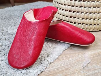 Chaussons Basiques Babouche Marocaine, Rouge 6