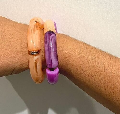 bracelet élastique acétate orange et violet épaisseur 1 cm