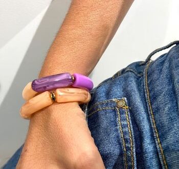 bracelet élastique acétate orange et violet épaisseur 1 cm 3