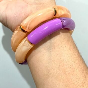 bracelet élastique acétate orange et violet épaisseur 1 cm 4