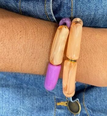 bracelet élastique acétate orange et violet épaisseur 1 cm 5