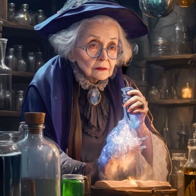 Witch prepares a potion