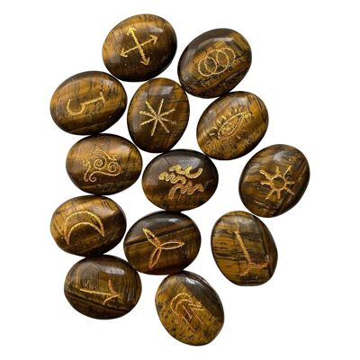 Set di rune della strega con custodia, occhio di tigre