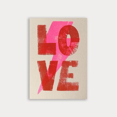 Carte postale / Amour / Foudre / Papier Eco / Teinture végétale