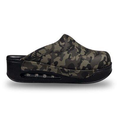 Zapatillas de cuero Camuflaje Black Sole Air Clogx, Zuecos