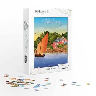 Puzzle Gulf of Morbihan - Pink house - 1000 pieces