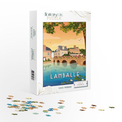 Puzzle Lamballe - Ponte di Calmette e Chiesa Collegiata - 1000 pezzi