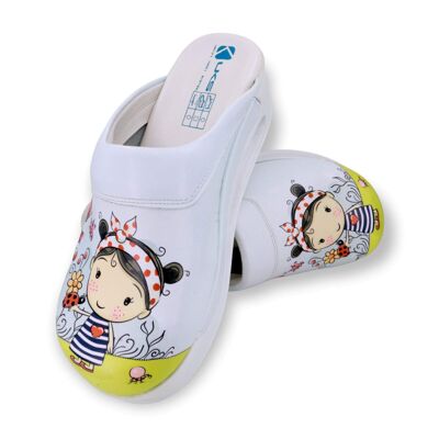 Zuecos de zapatillas de cuero Air Clogx para niña pequeña