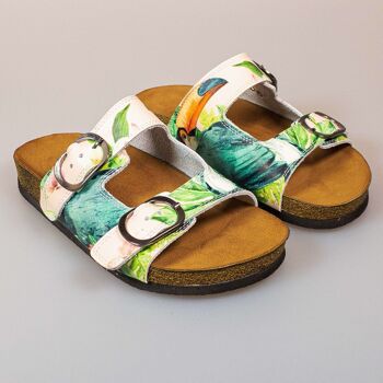 Sandales à bout ouvert en cuir tropical, sabots, pantoufles 5