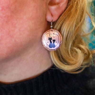 Cat Copper Circle Earring