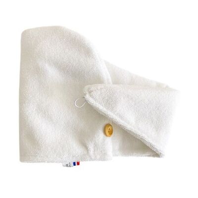 White microfiber hair towel