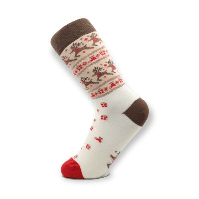 Calcetines de algodón casuales unisex navideños con ciervos