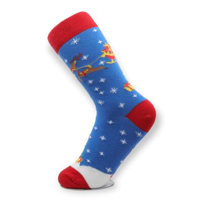 Deer Blue Christmas Unisex Casual Cotton Socks