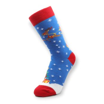 Chaussettes en coton décontractées unisexes de Noël bleu cerf 7