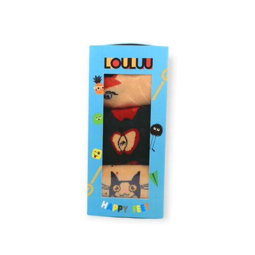 Apple, Fox, Cat In The Cup Box Set Unisex Casual Cotton Socks