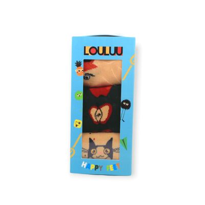 Apfel, Fuchs, Katze im Cup-Box-Set, Unisex, lässige Baumwollsocken