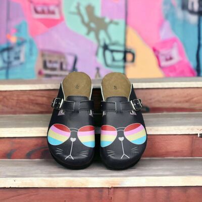 Zuecos de zapatillas de cuero con gafas de colores Cat Air Clogx 224