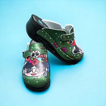 Pantoufles sabots en cuir vert Frida Kahlo Air Clogx 224 4