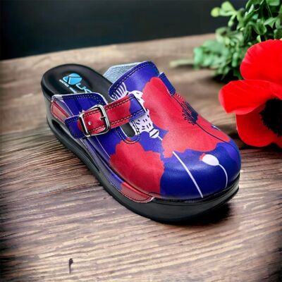 Poppy Flowers Air Clogx 224 Leather Clogs Slippers