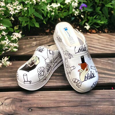 Nail Pattern Air Clogx Leather Clogs Slippers