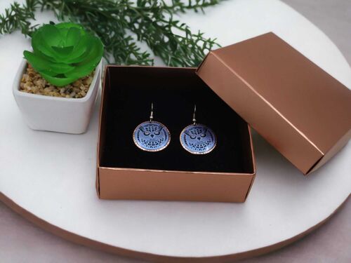 Blue Owl Copper Circle Earring