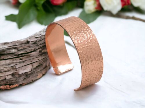 Hammered Copper Wide Adjustale Bracelet