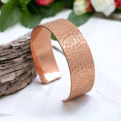 Hammered Copper Wide Adjustale Bracelet