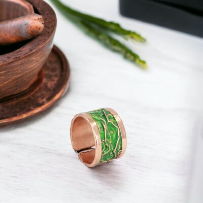 Bague réglable froissée en cuivre vert