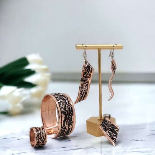 Black Wrinkled Copper Jewelry Set