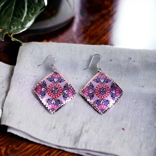 Pink Copper Square Earring